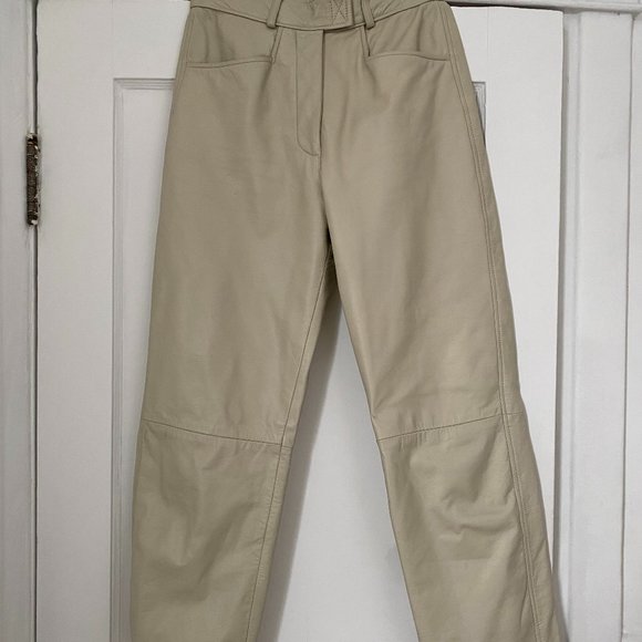 Beige leather pants - Picture 1 of 3
